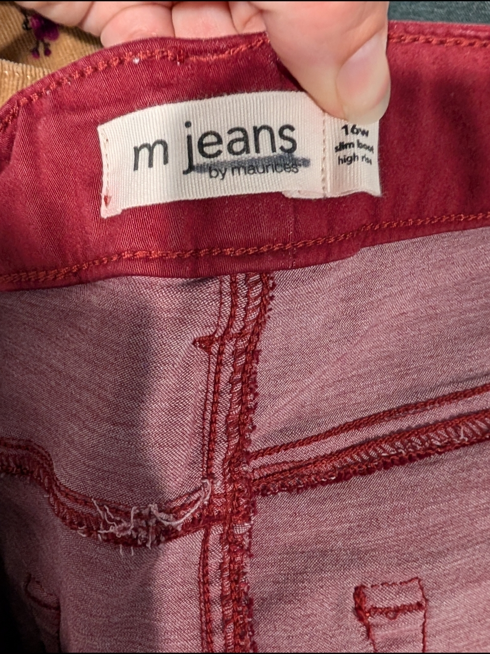 M Jeans by Maurices Burgundy Slim Boot High Rise Jean in Size 16W - Picture 10 of 12